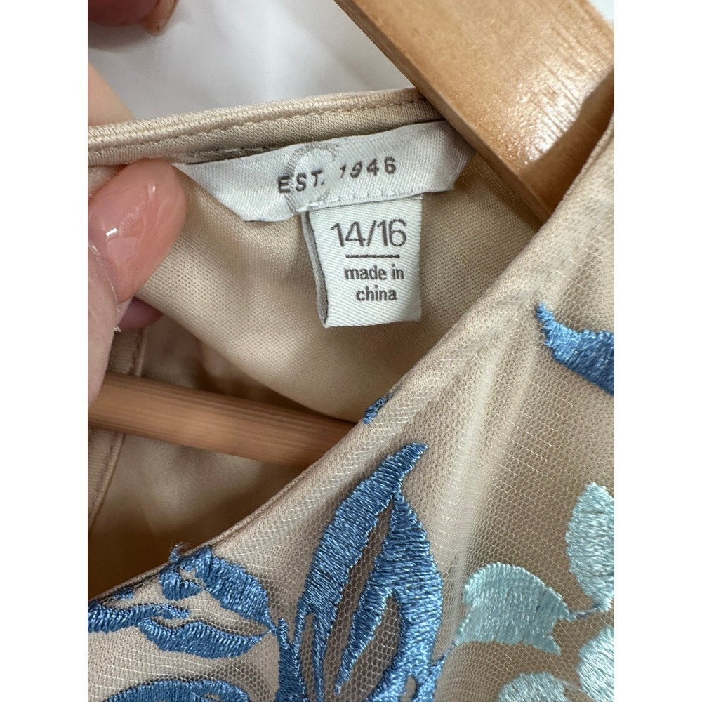 Est 1946 Embroidered Dress Womens Size 14/16 Mesh Floral Botanical Wedding Guest - Picture 4 of 9